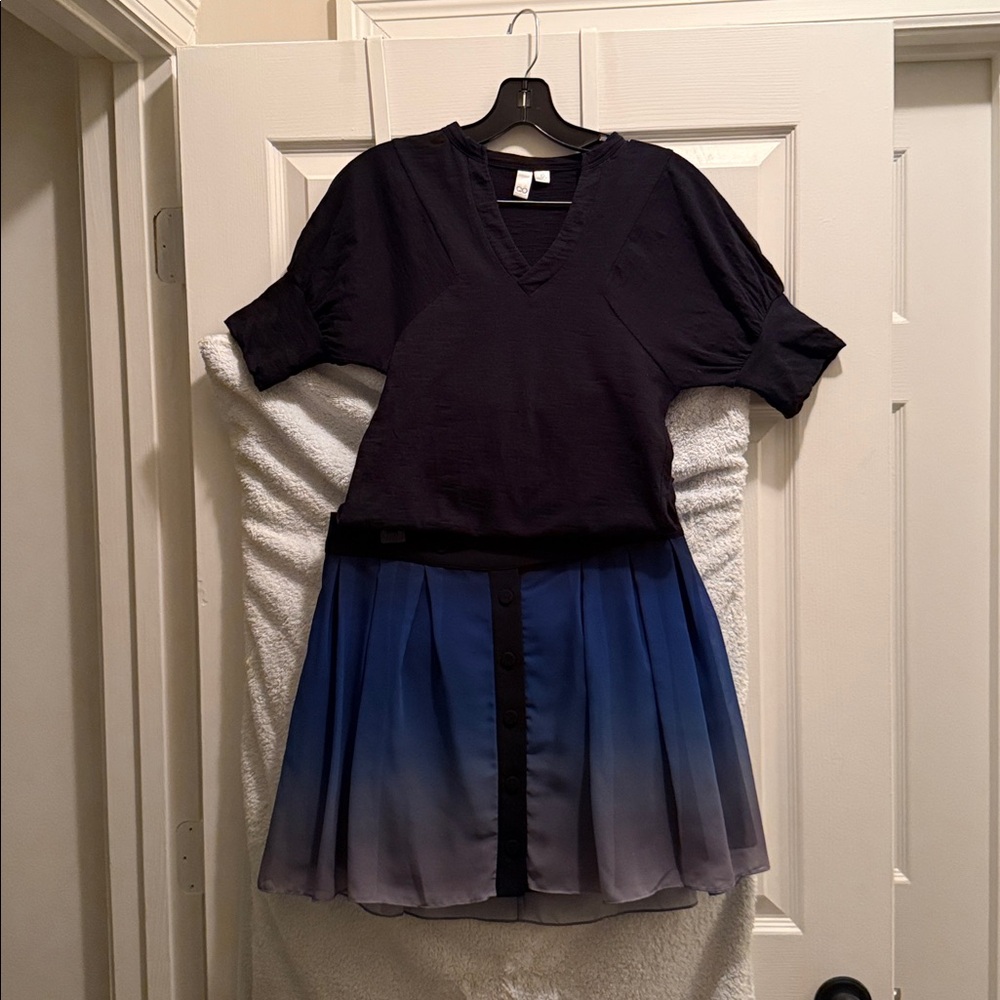 Blue Ombre Skirt with Black shirt